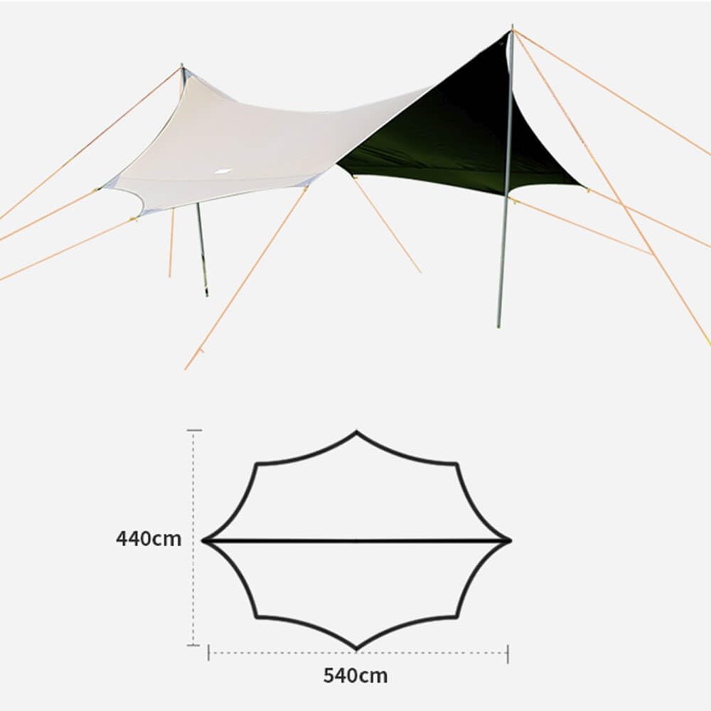 17.7x14.4ft Hammock Rain Fly Camping Tarp Waterproof, Lightweight Backpacking Butterfly Shape Rain Tarp Shelter Premium Shelter Tent