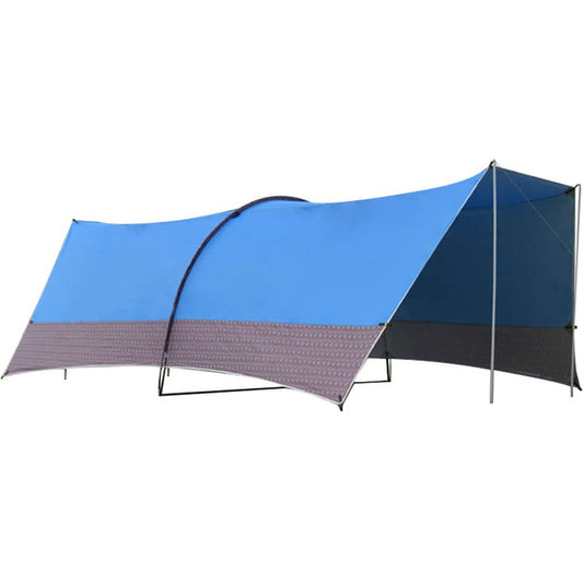 Family Beach Tent Sun Shade Canopy 19.6x19.6FT, Windproof Beach Umbrella Sun Shelter Outdoor Canopy for Beach, Camping, Picnics (Blue)