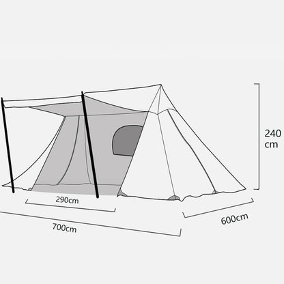 Large Camping Silver Coated Tent Tarp with Poles Waterproof Hammock Rain Fly Backpacking Tent Tarp Shelter 23×19.6ft for Hiking Travel Picnic