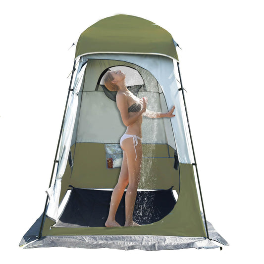 Oversized Camping Shower Tent,Outdoor Shower Enclosure Portable Privacy Camping Shelters Changing Tent with Floor Olive