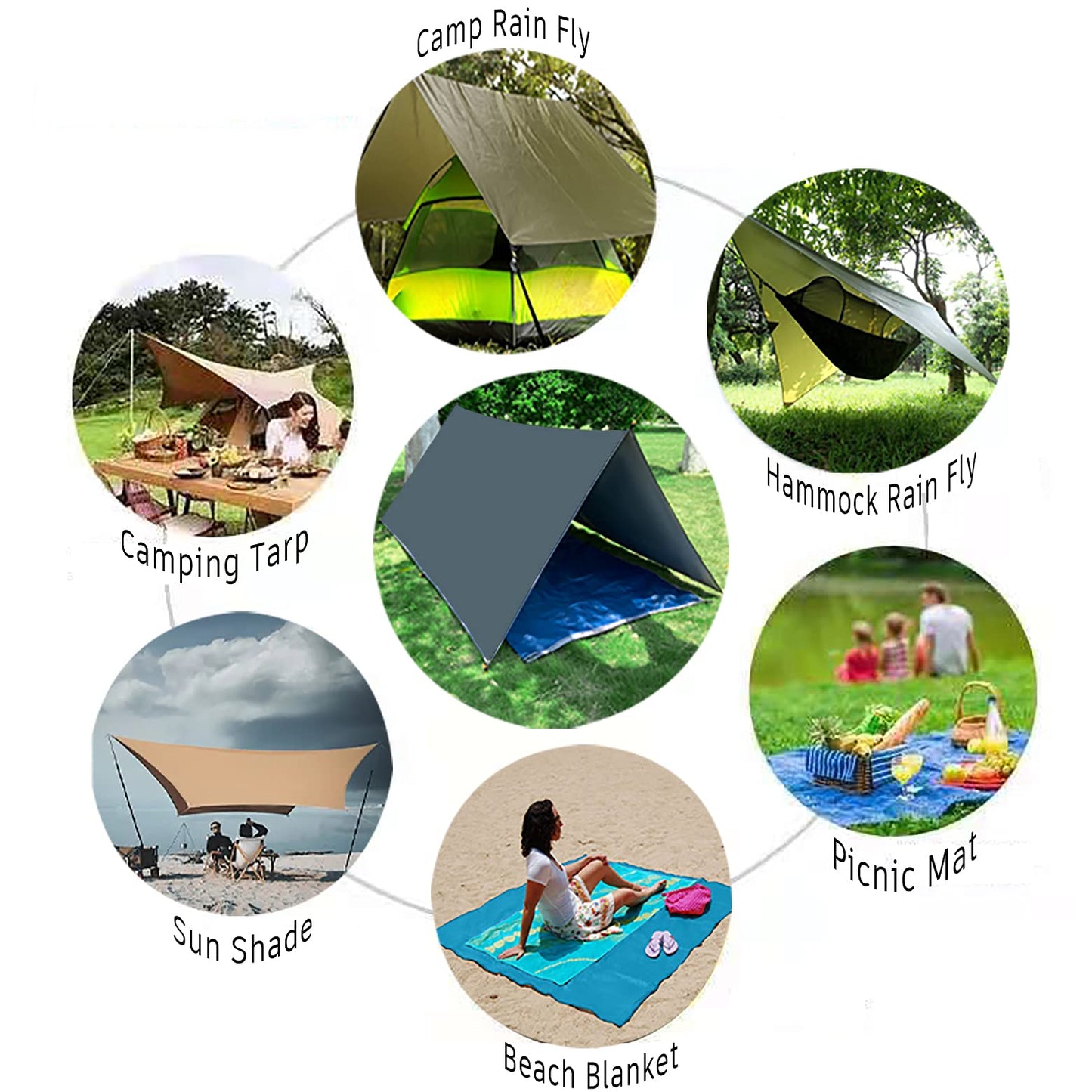 Camping Tarp Hammock Rain Fly, 100% Waterproof Lightweight Premium Shelter Tent, 10 x 10 FT Ultralight Backpacking Shade Cover. (Grey)