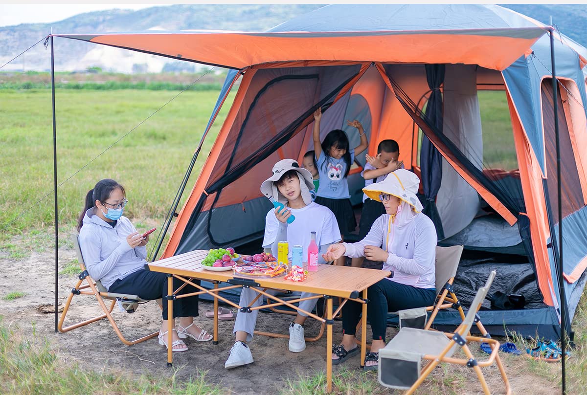 MOQI Luxurious Cabin Tent for 8/10/12 Person,3 Screen Rooms with High-Tech Rainproof Music Festival Tent,Well-Ventilated 2 Bedrooms and a Hall Family Tent for Picnic Parties and Camping