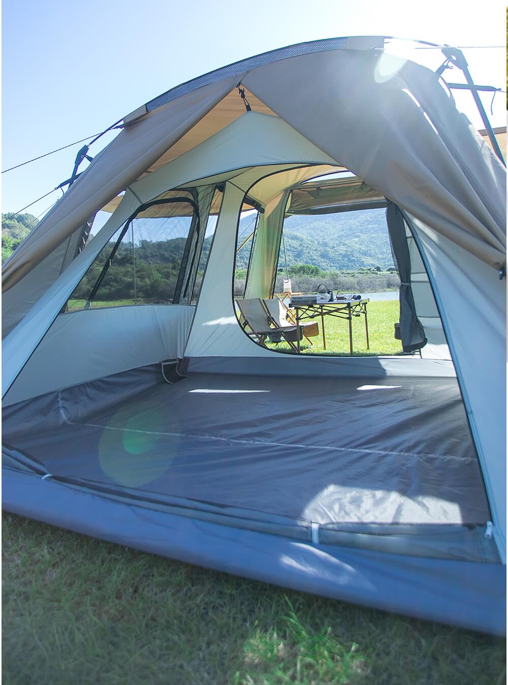 8 Person Tent for Camping with Screened Porch,Waterproof Outdoor Family Tent with Rainfly, Cabin Tent Divided Curtain Design for Privacy Space